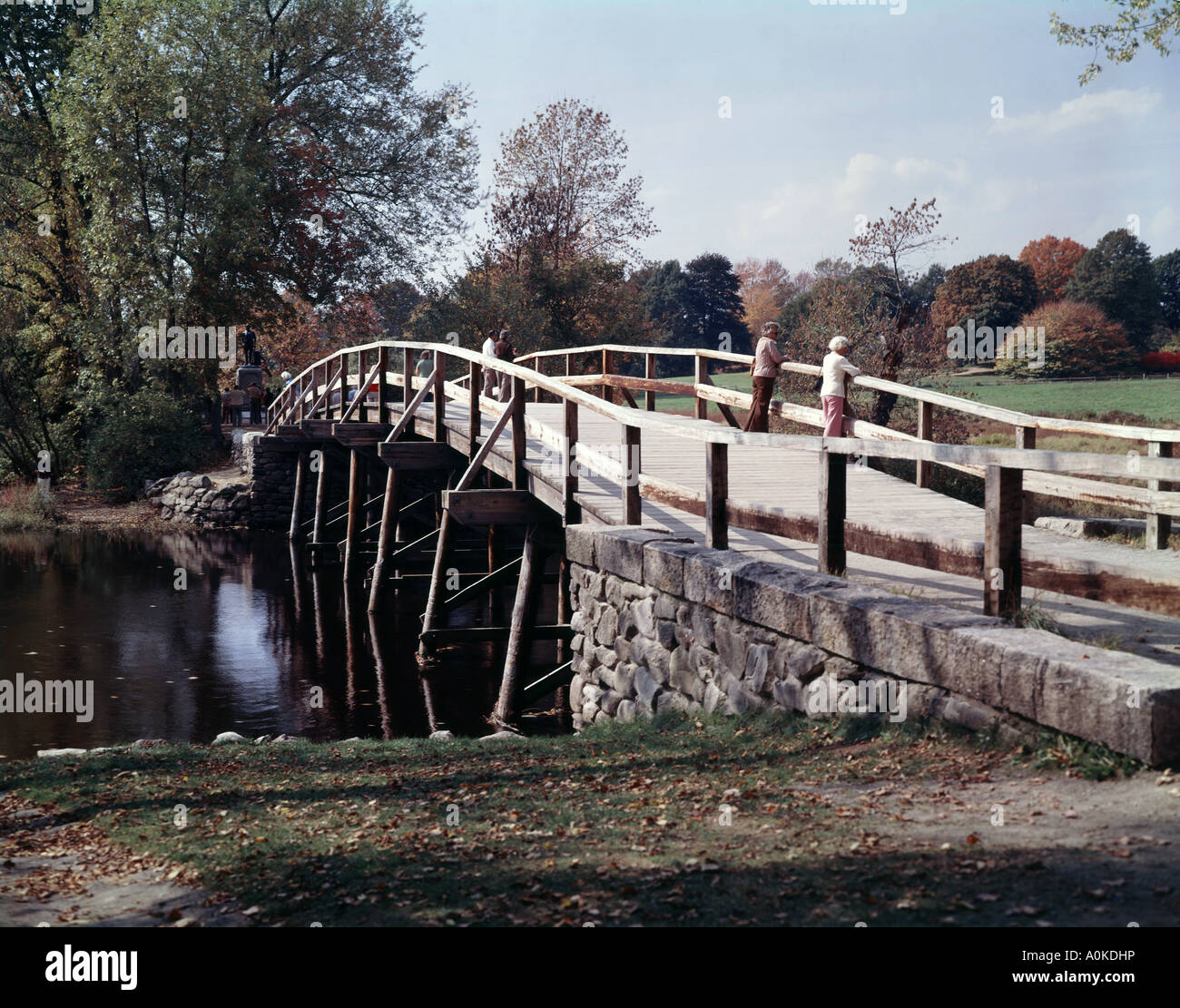 American history took place at the Old North Bridge in Concord in Massachusetts Stock Photo