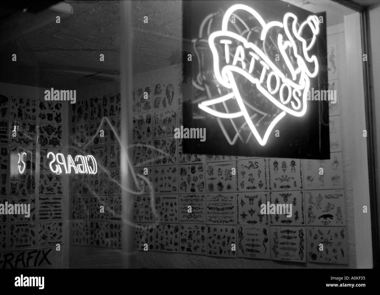 Tattoo Shop Window Stock Photo - Alamy