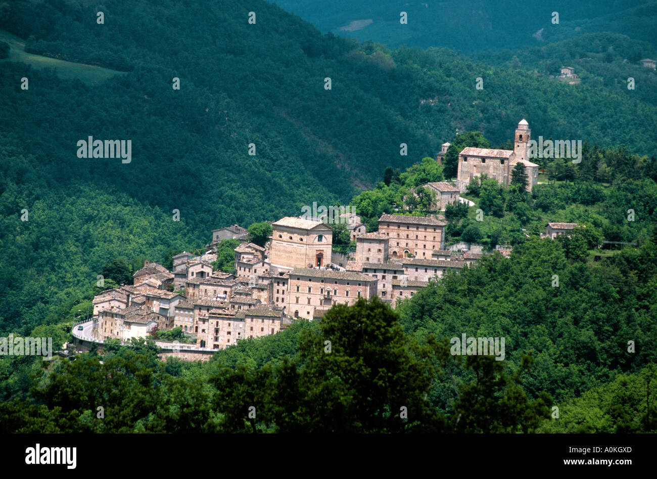View of Montefortino in  the National Park of Monti Sibillini,  Le  Mache ,Italy Stock Photo
