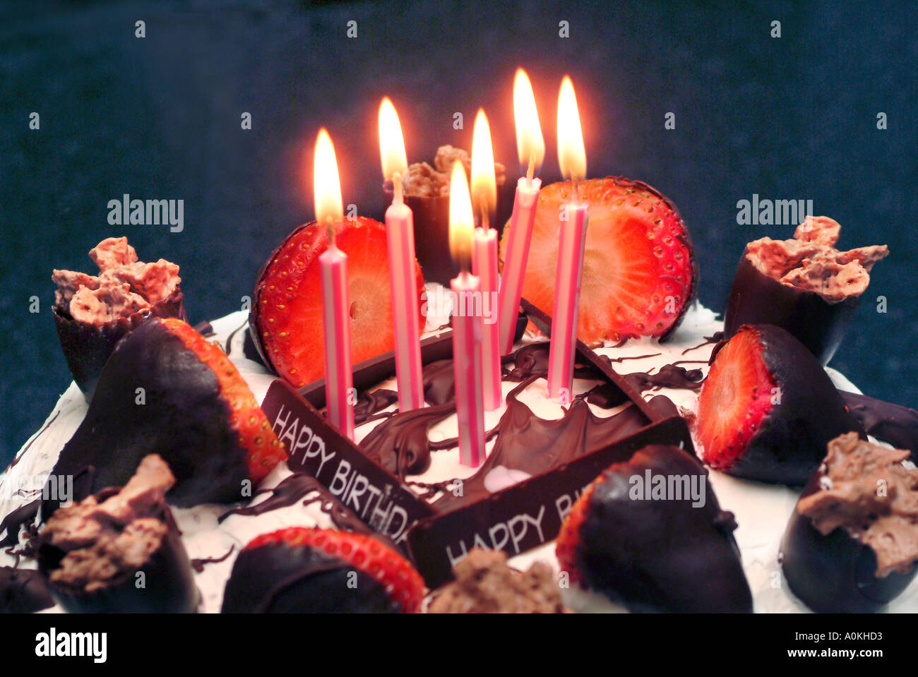 chocolate covered cake with strawberries Stock Photo - Alamy