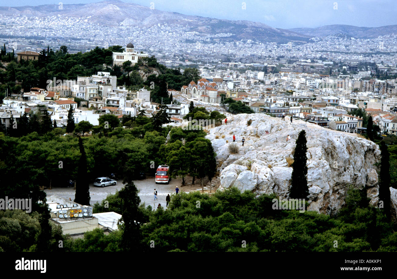 Overview of Athens,the Capital city of Greece from the Parthenon (Acropolis) Stock Photo