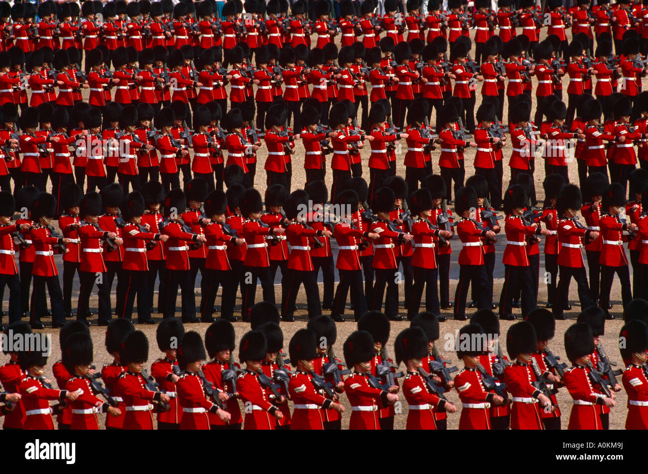 Trooping the Colour ceremony The parade in front of the Queen takes place in June each year in London Stock Photo