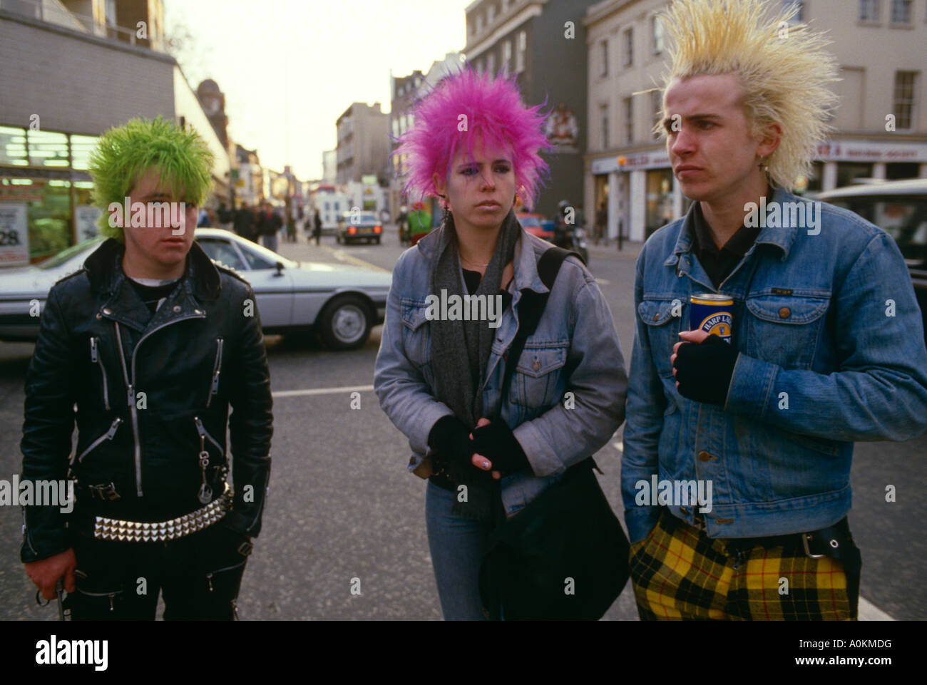 Punk Rockers on the Kings Road, Chelsea, London, England in the 1980s Stock Photo