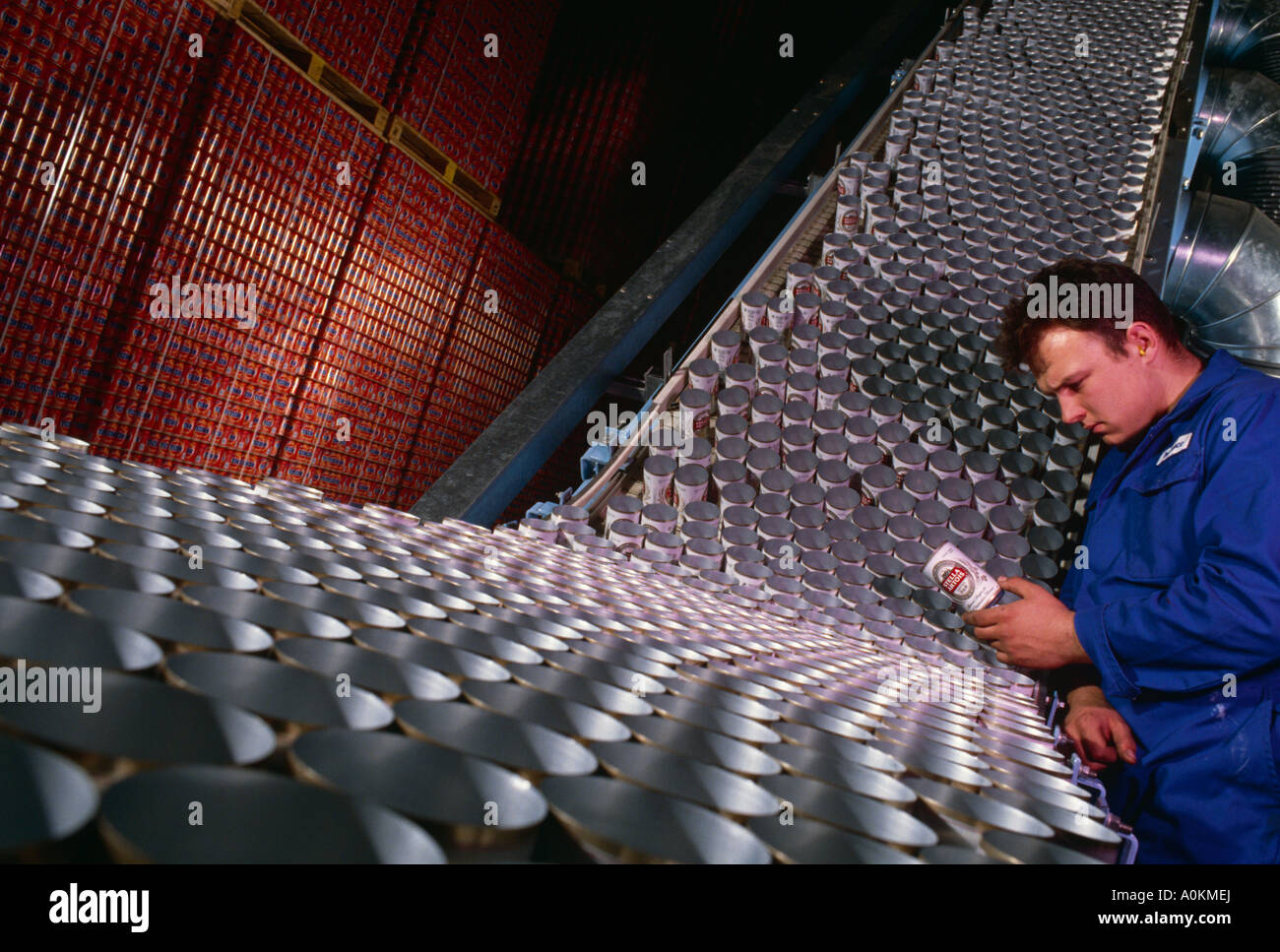 Aluminium can manufacture at a factory in England Stock Photo