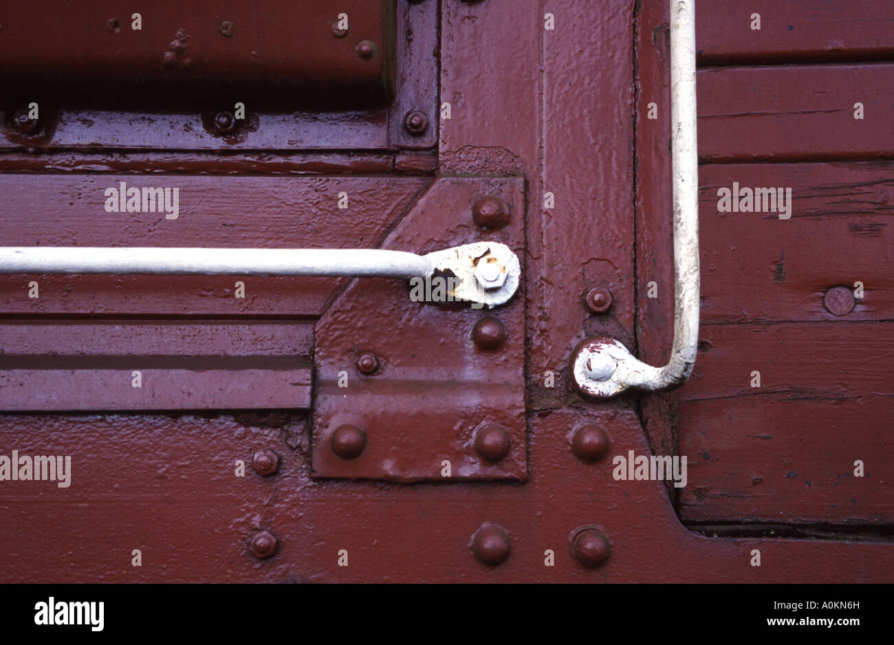 Detail of a railway goods van on the Wtarecress Line at Ropley in Hampshire in England. Stock Photo