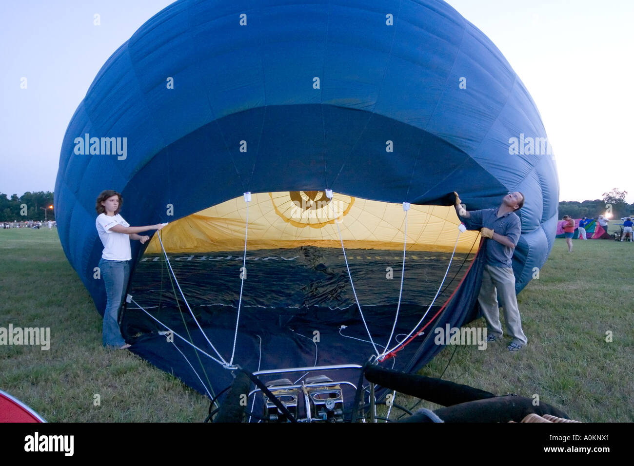 Inflating a hot air balloon Stock Photo Alamy