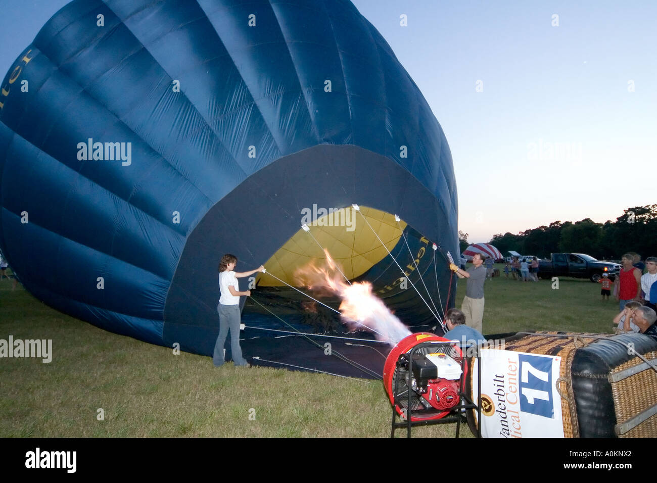 Inflating a hot air balloon Stock Photo Alamy