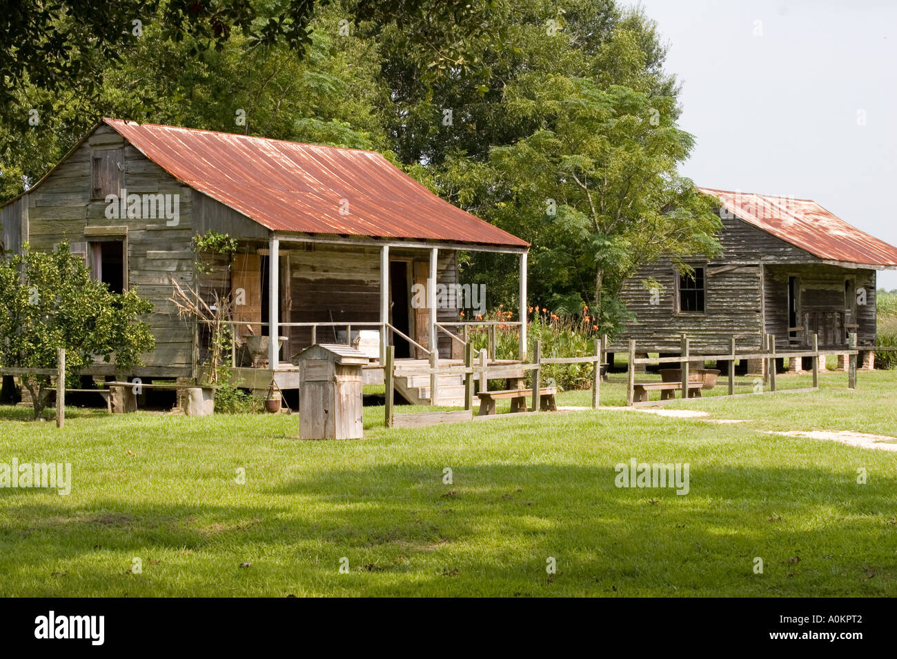 Slave quarters at the Laura Plantation Vacherie Louisiana Stock Photo