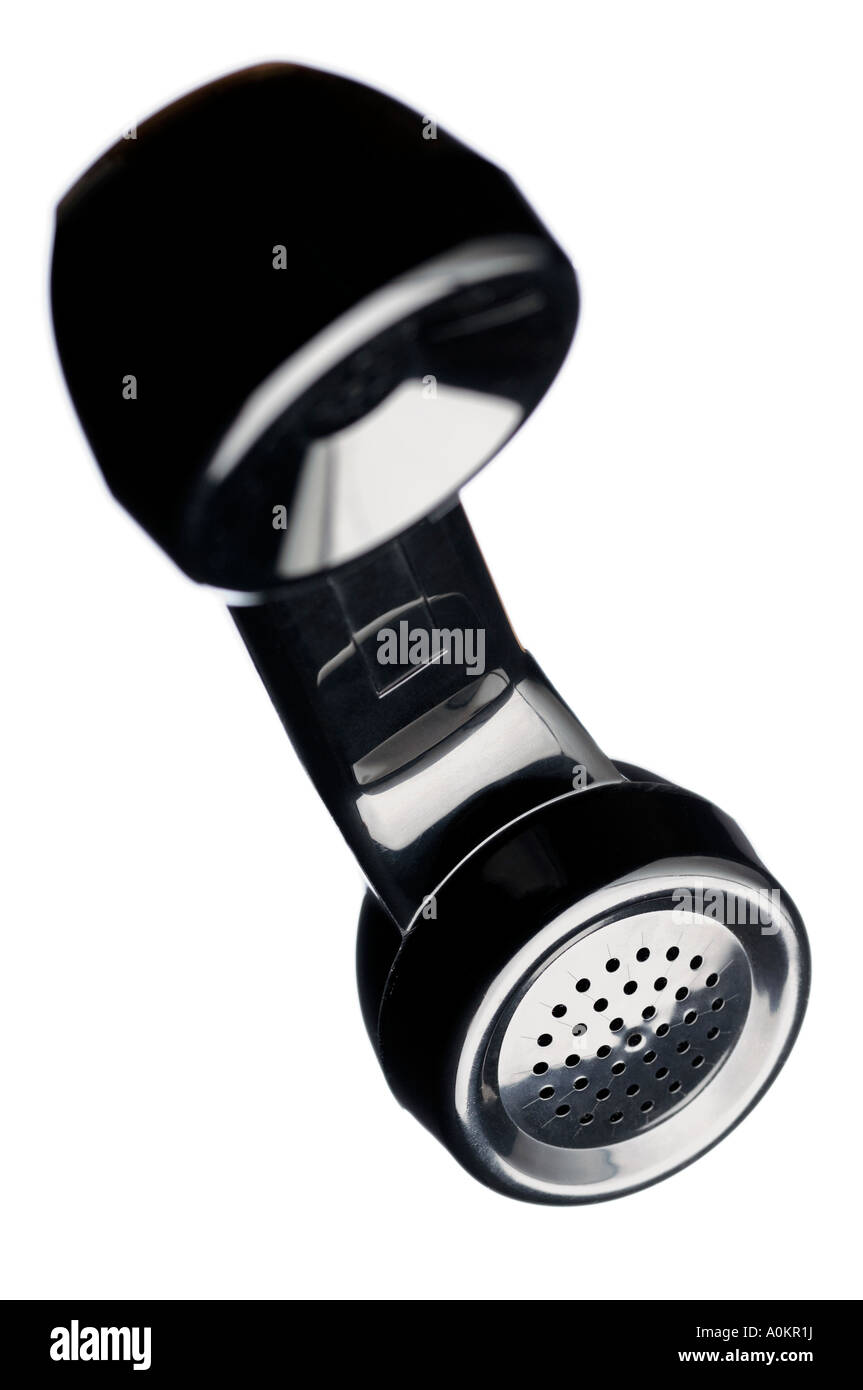 Black telephone handset Stock Photo Alamy
