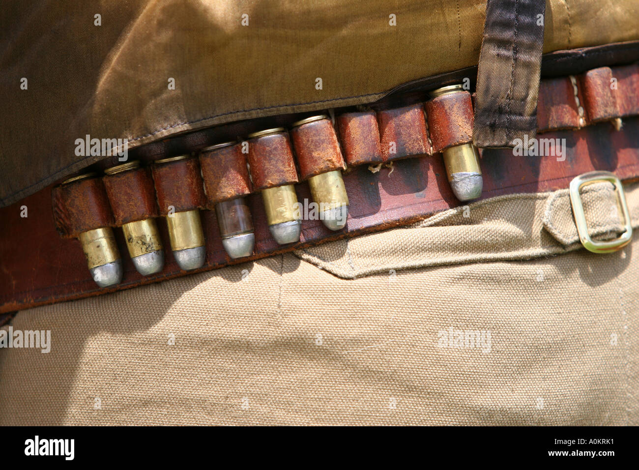 Bullets in a gunfighter s belt Stock Photo