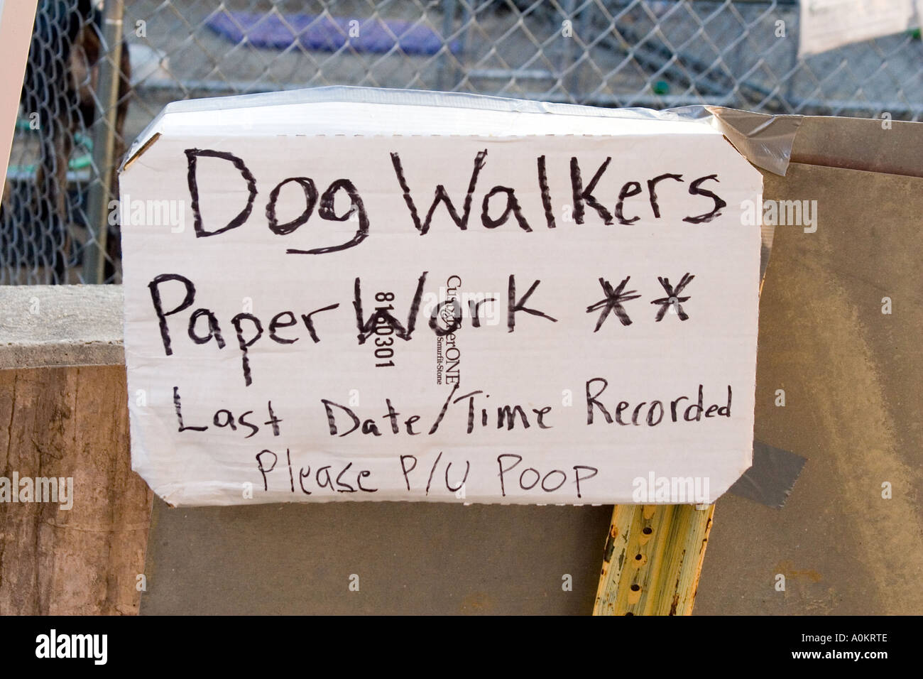 A sign at an emergency animal shelter ran by Noah s Wish in Slidell Louisiana Stock Photo