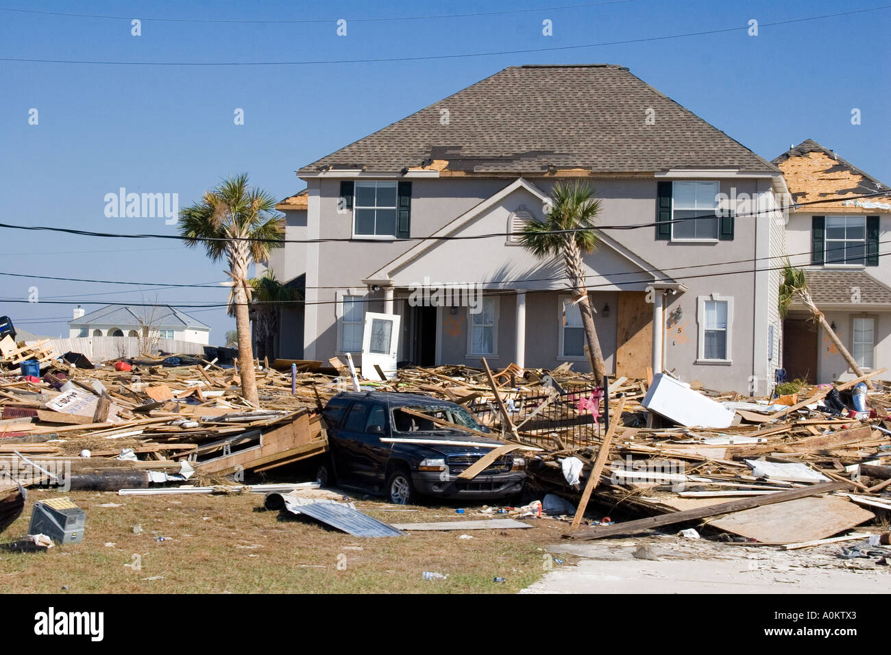 Damage caused by Hurricane Katrina in Slidell Louisiana Stock Photo Alamy