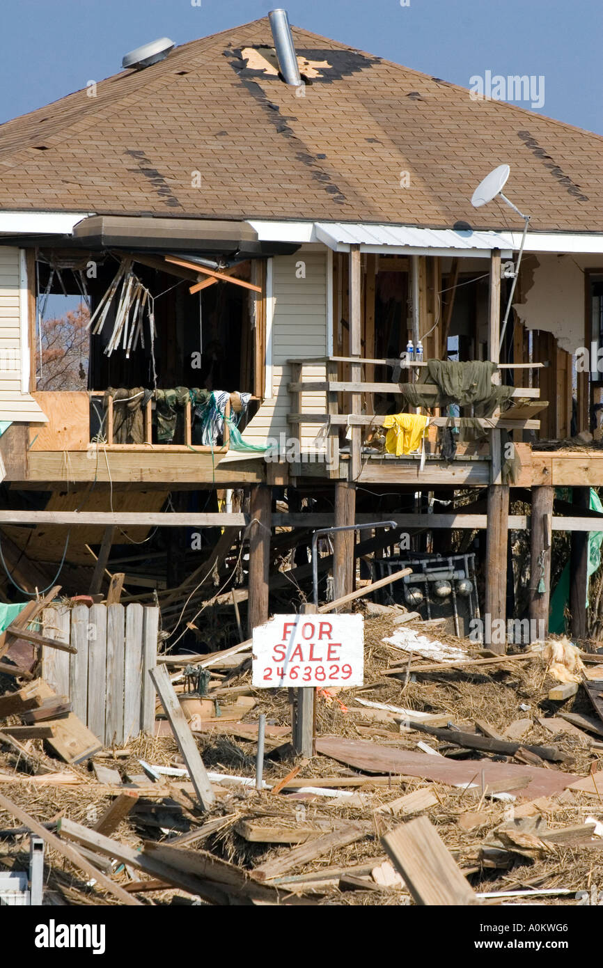 A hurricane Katrina damaged house for sale in Louisiana Stock Photo Alamy