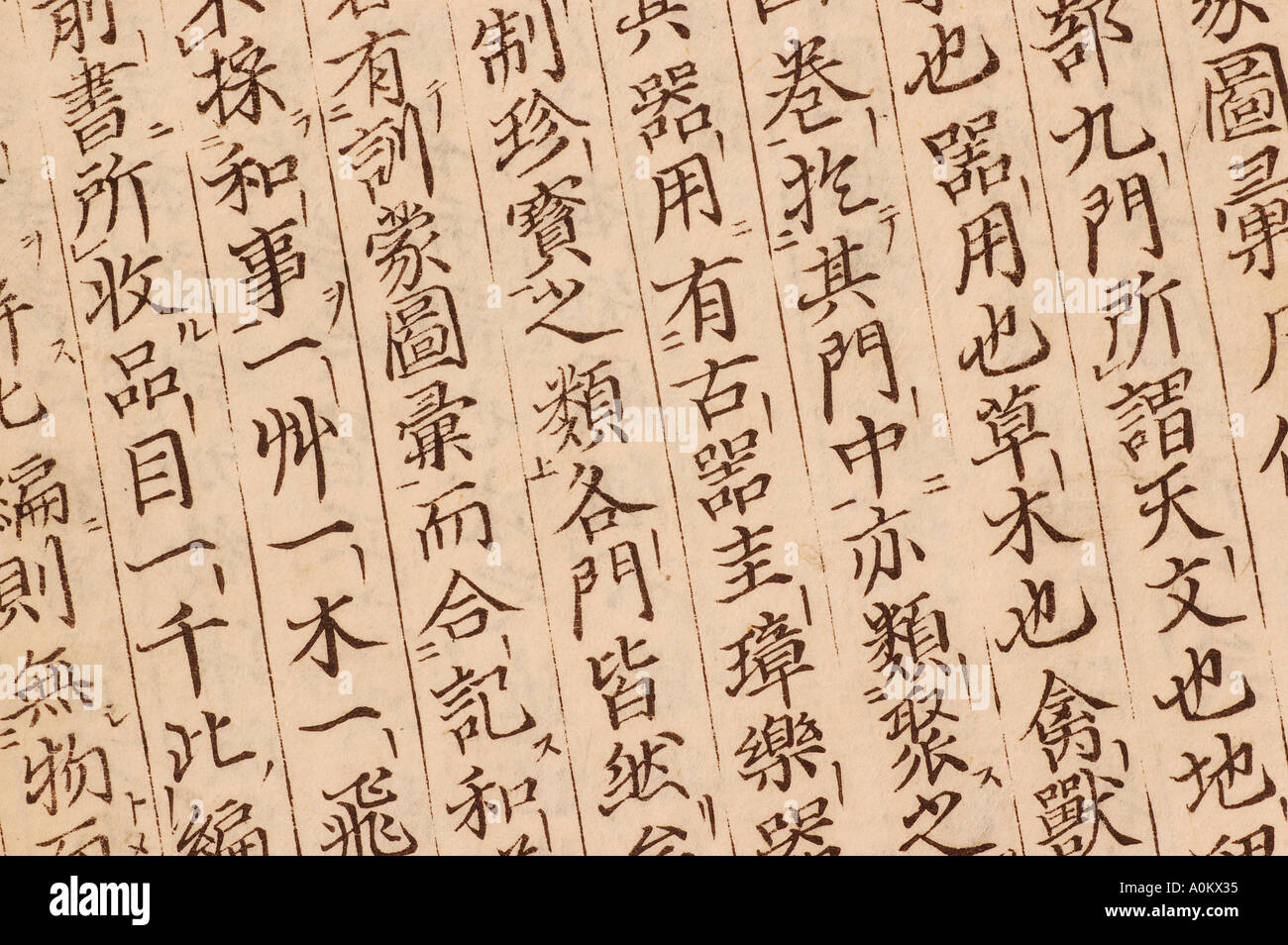 asian text on paper from old school book dsca 0649 Stock Photo - Alamy