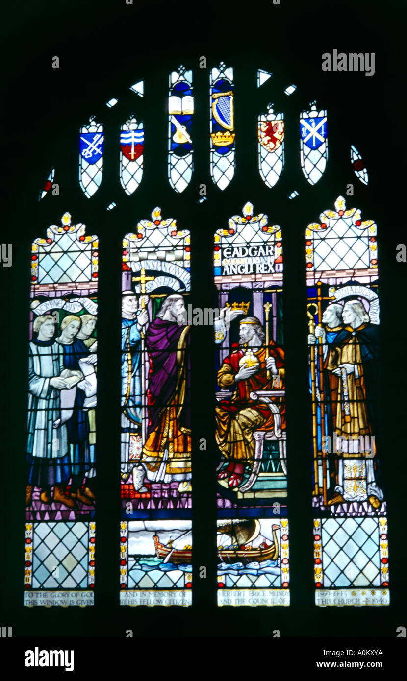 Bath Abbey Bath Avon England Stained Glass Windows of The Crowning of
