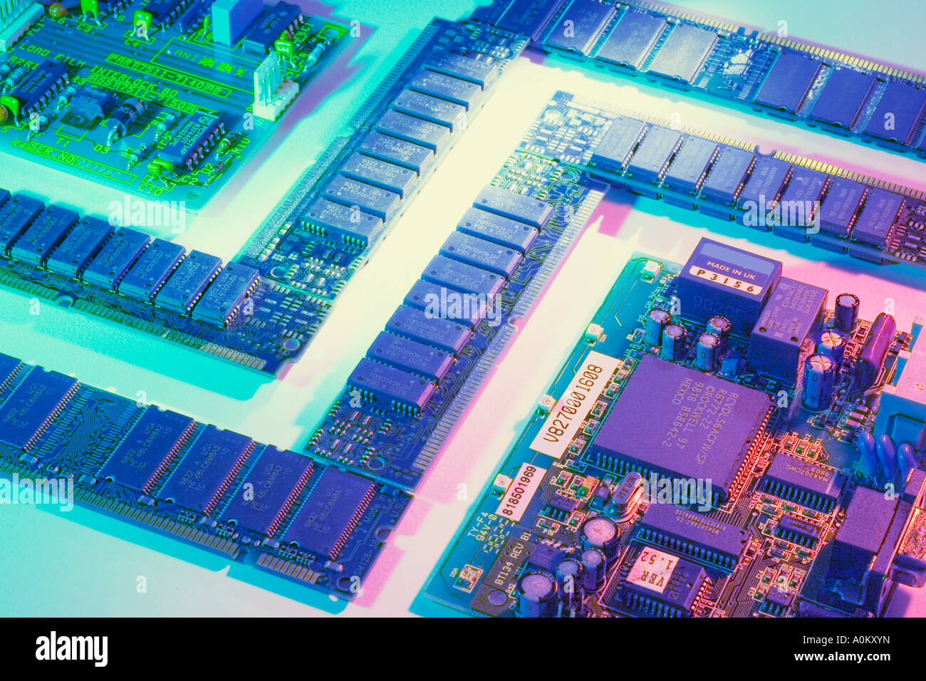 Computer Memory Chips and Computer Circuit Board Stock Photo Alamy