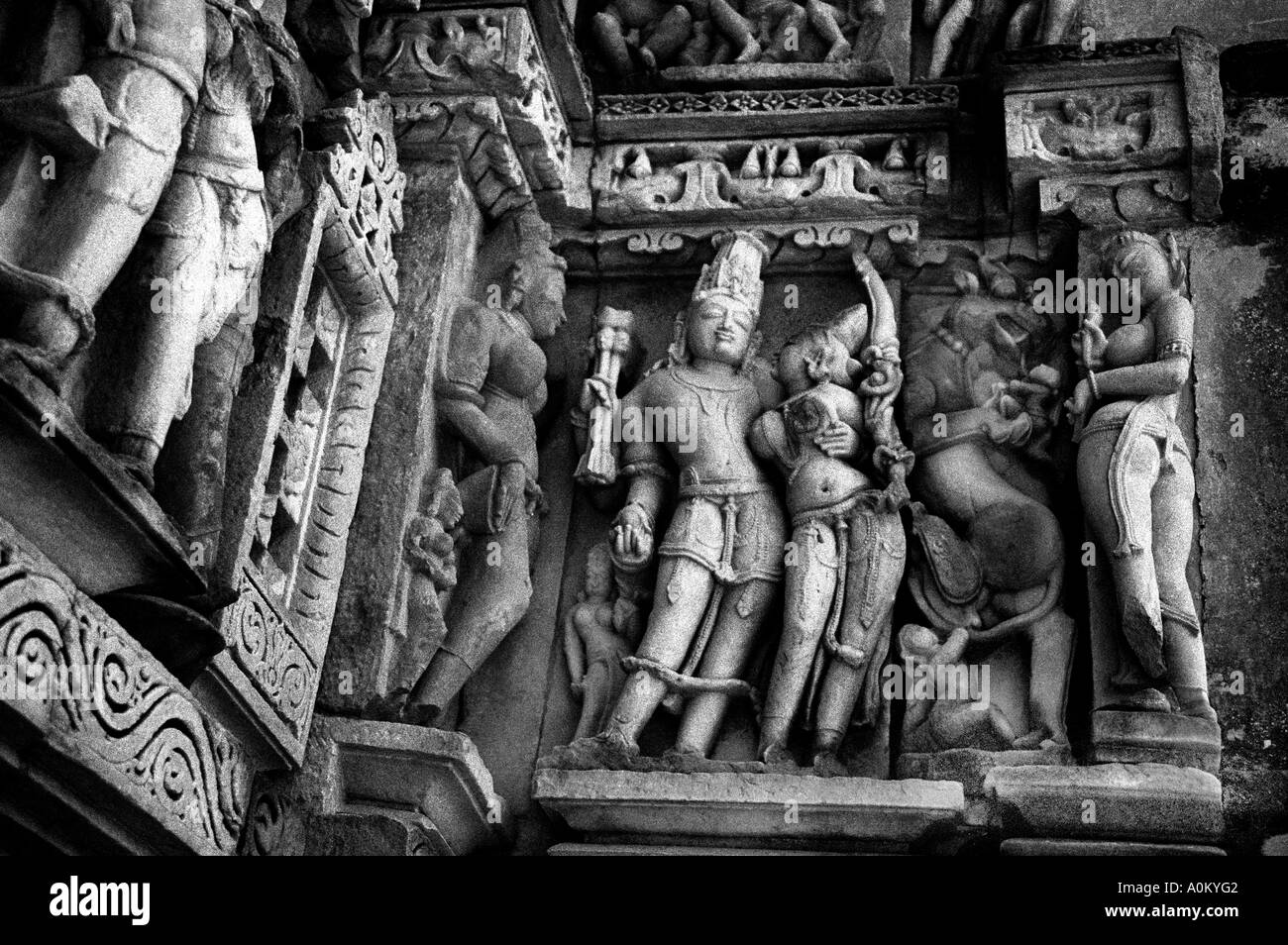 Khajuraho India Temple Reliefs Kuma Satra Stock Photo