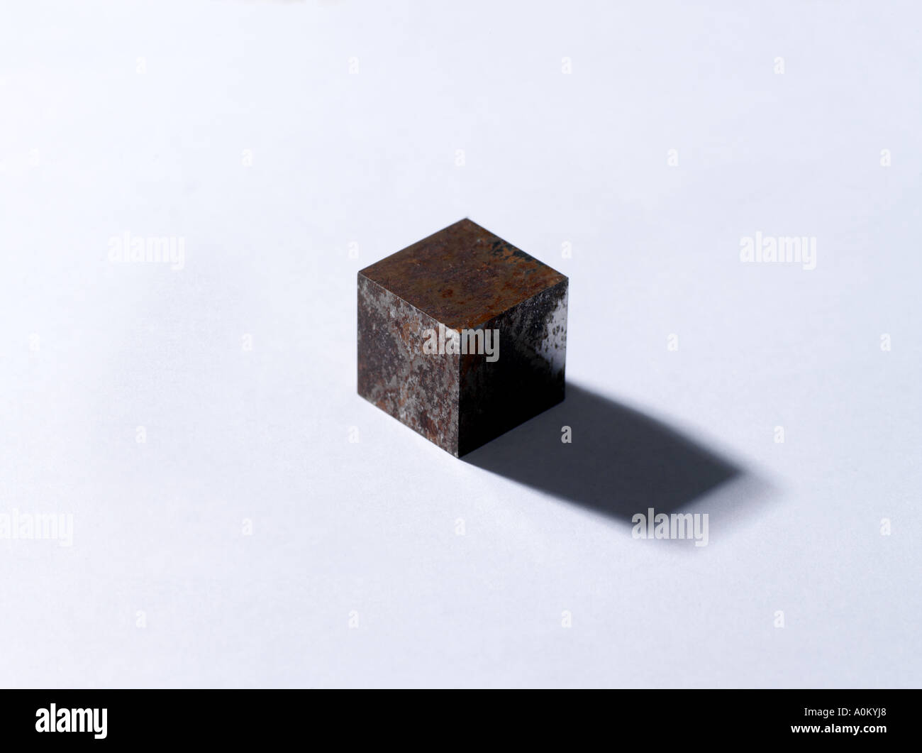 2cm Cube of Iron Metal Stock Photo