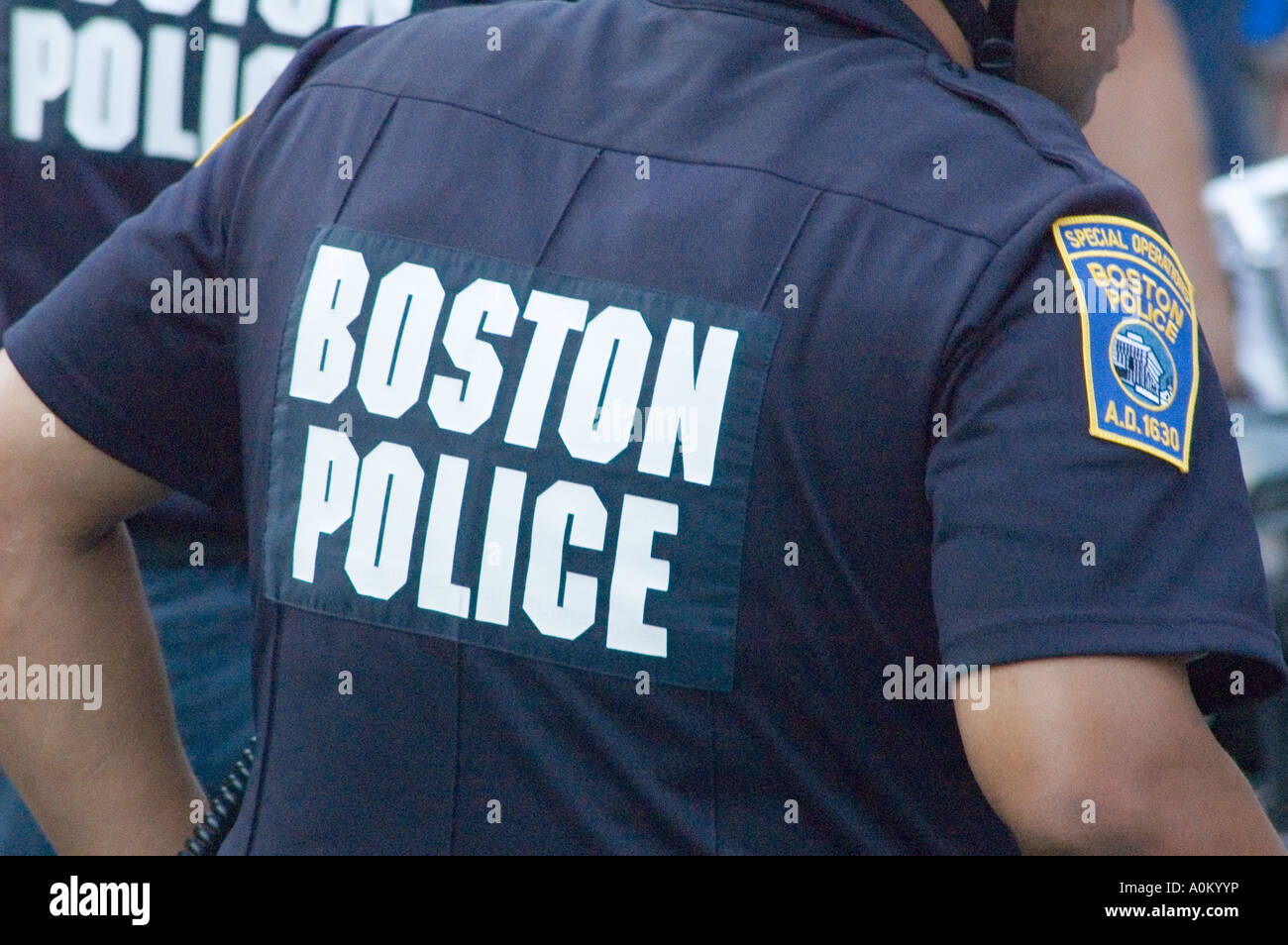 boston police officer on duty Stock Photo