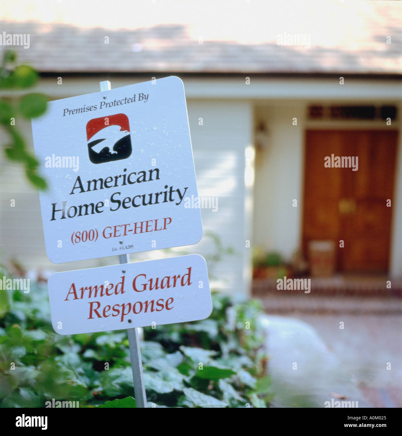 American Home Security armed guard response sign outside of a