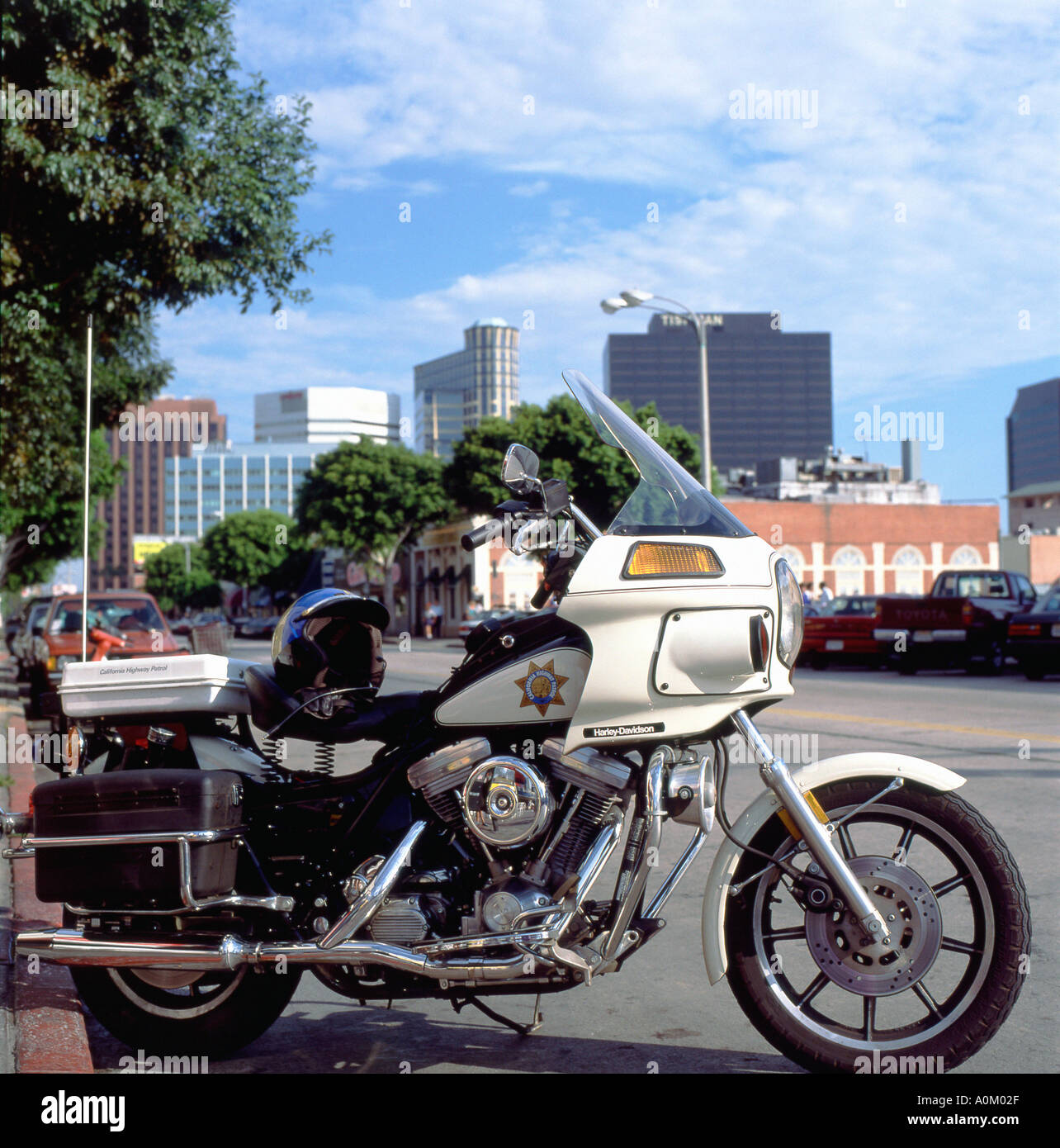 Los Angeles "California Highway Patrol" Harley Davidson motorcycle in  Westwood Village Los Angeles California USA KATHY DEWITT Stock Photo - Alamy