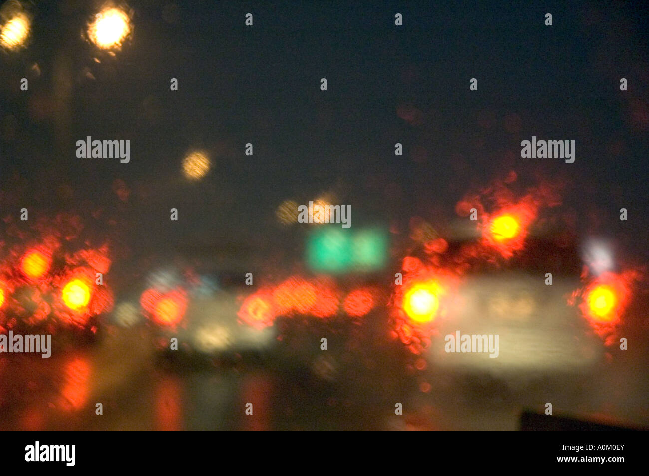 Impaired vision while driving at night in a rain storm Stock Photo Alamy