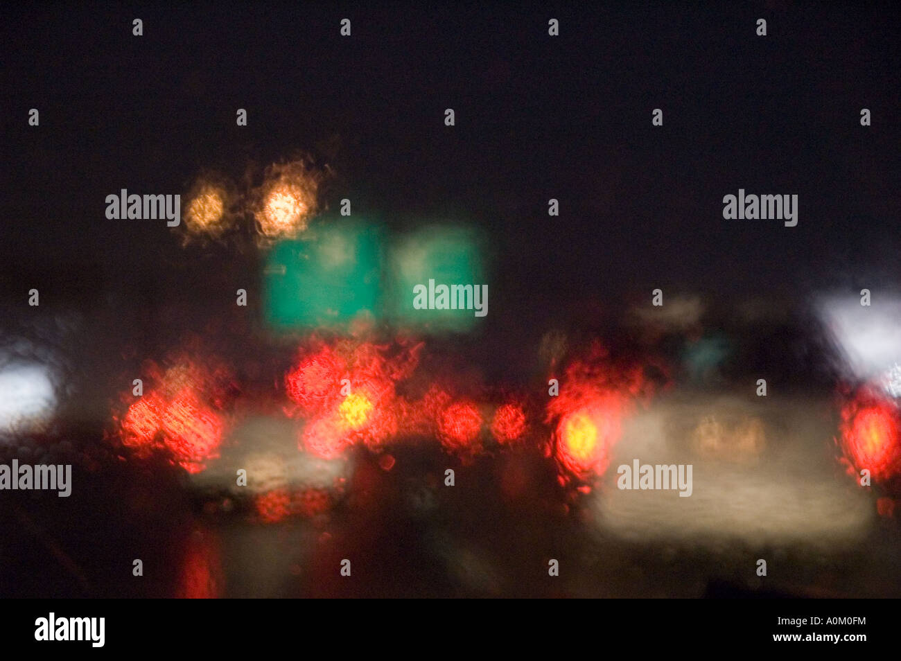 Impaired vision while driving at night in a rain storm Stock Photo Alamy