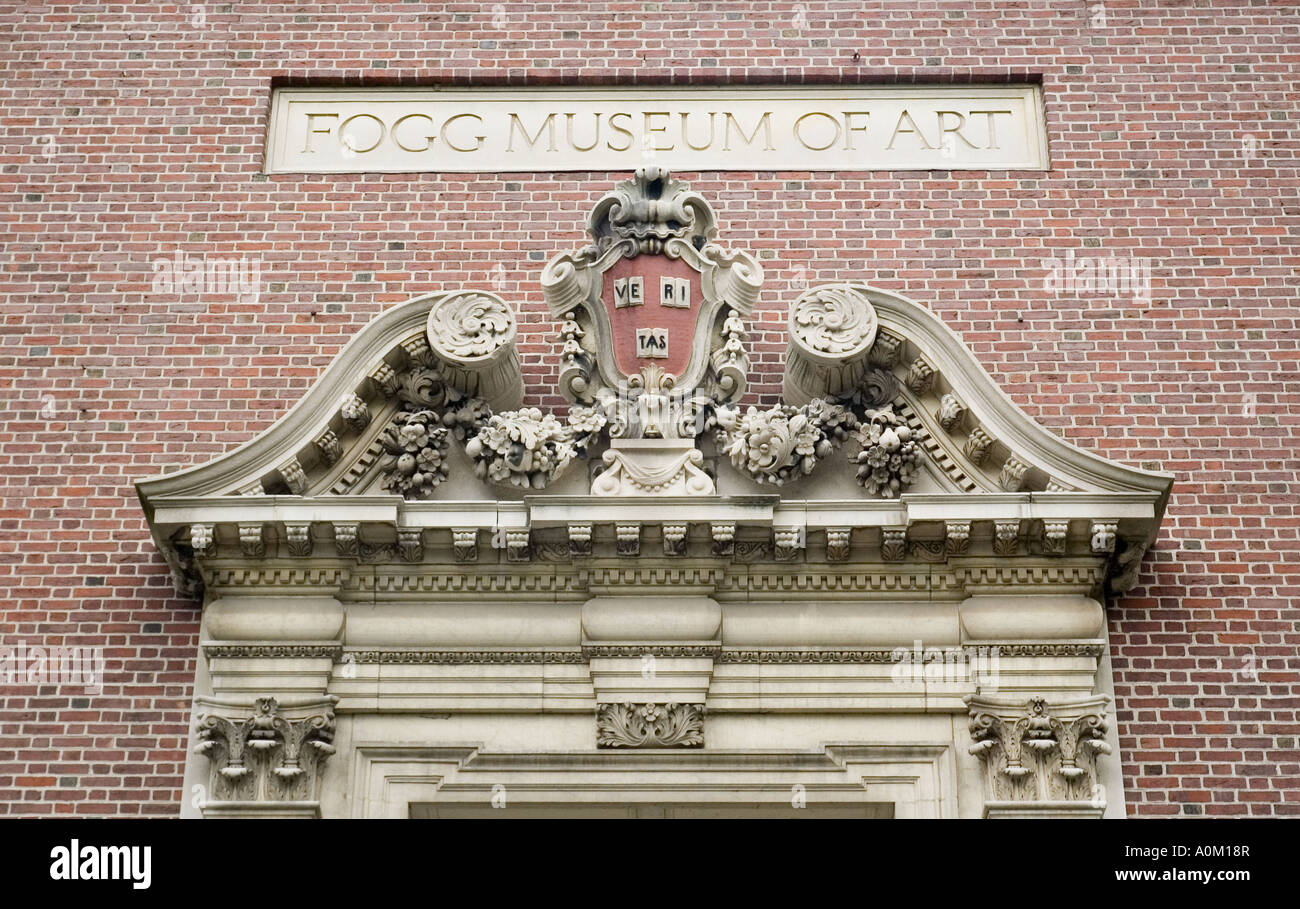 The entrance at Harvard University's Fogg Art Museum on Quincy Street in Cambridge Massachusetts Stock Photo