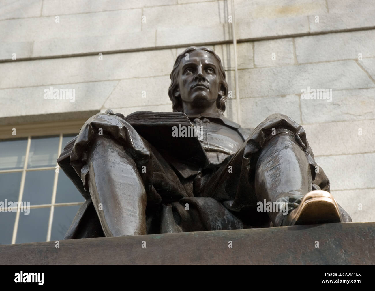 John Harvard Statue in Harvard University Cambridge Massachusetts Stock Photo