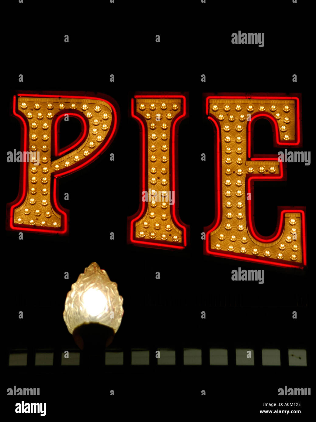 Brighton Pier sign detail spelling PIE Stock Photo