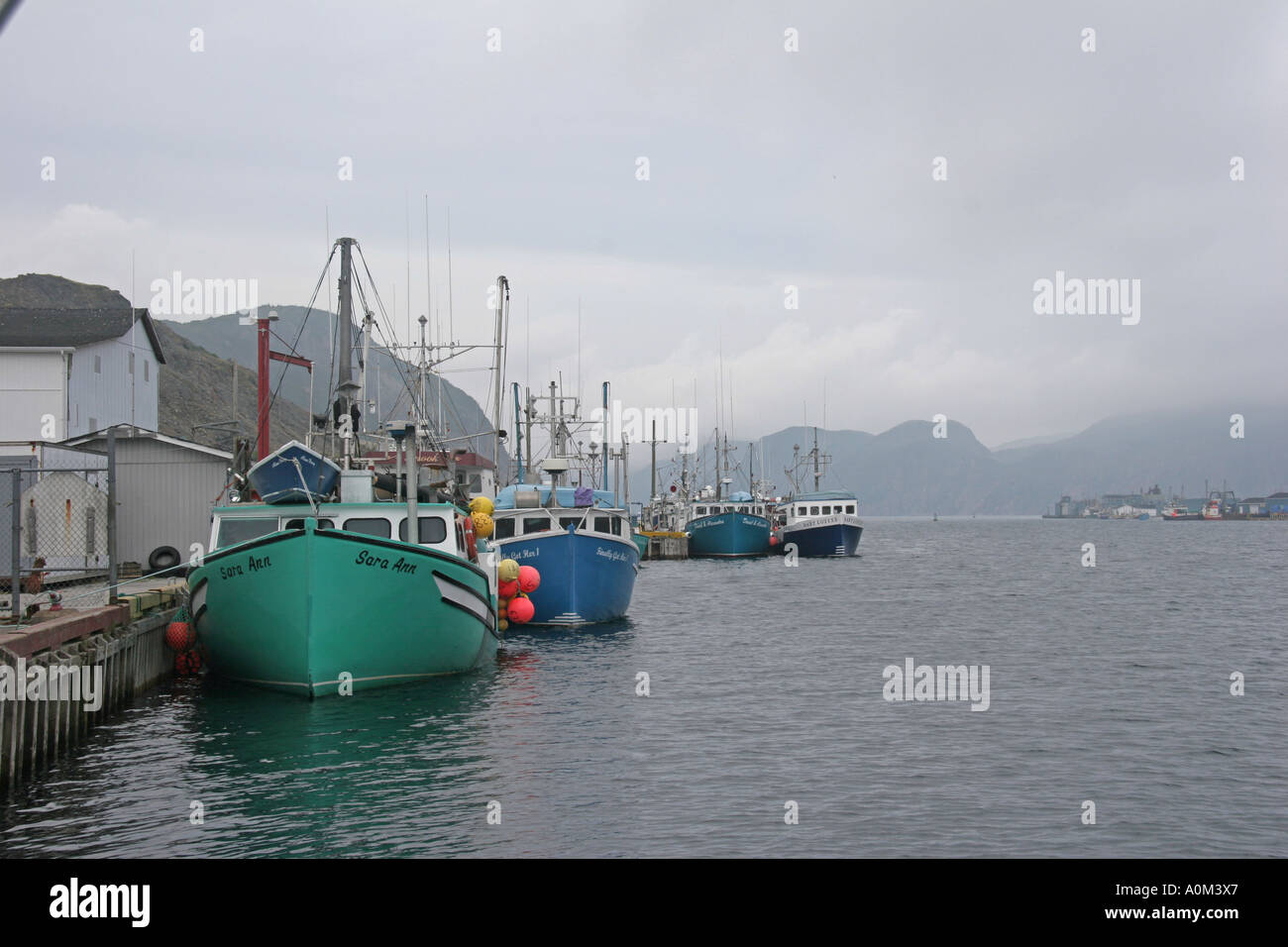 Colorful fishing boats at Harbour Breton Stock Photo Alamy