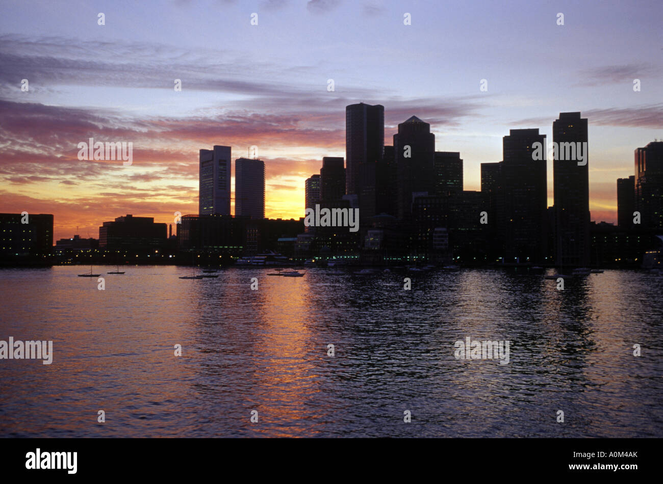 Boston Massachusetts skyline at early evening Stock Photo