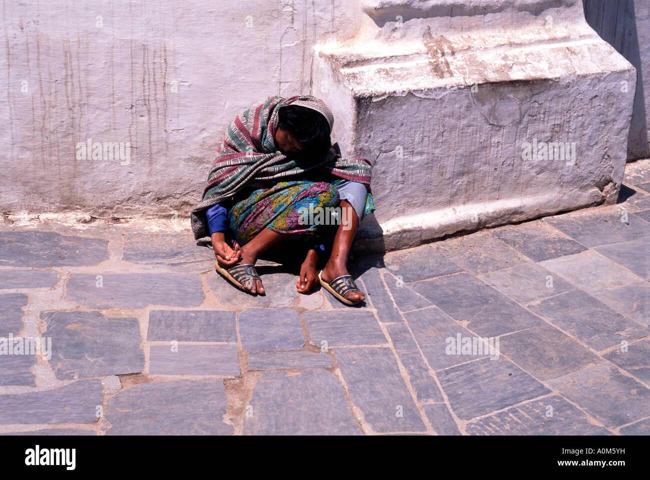 Destitute beggar in Nepal Stock Photo