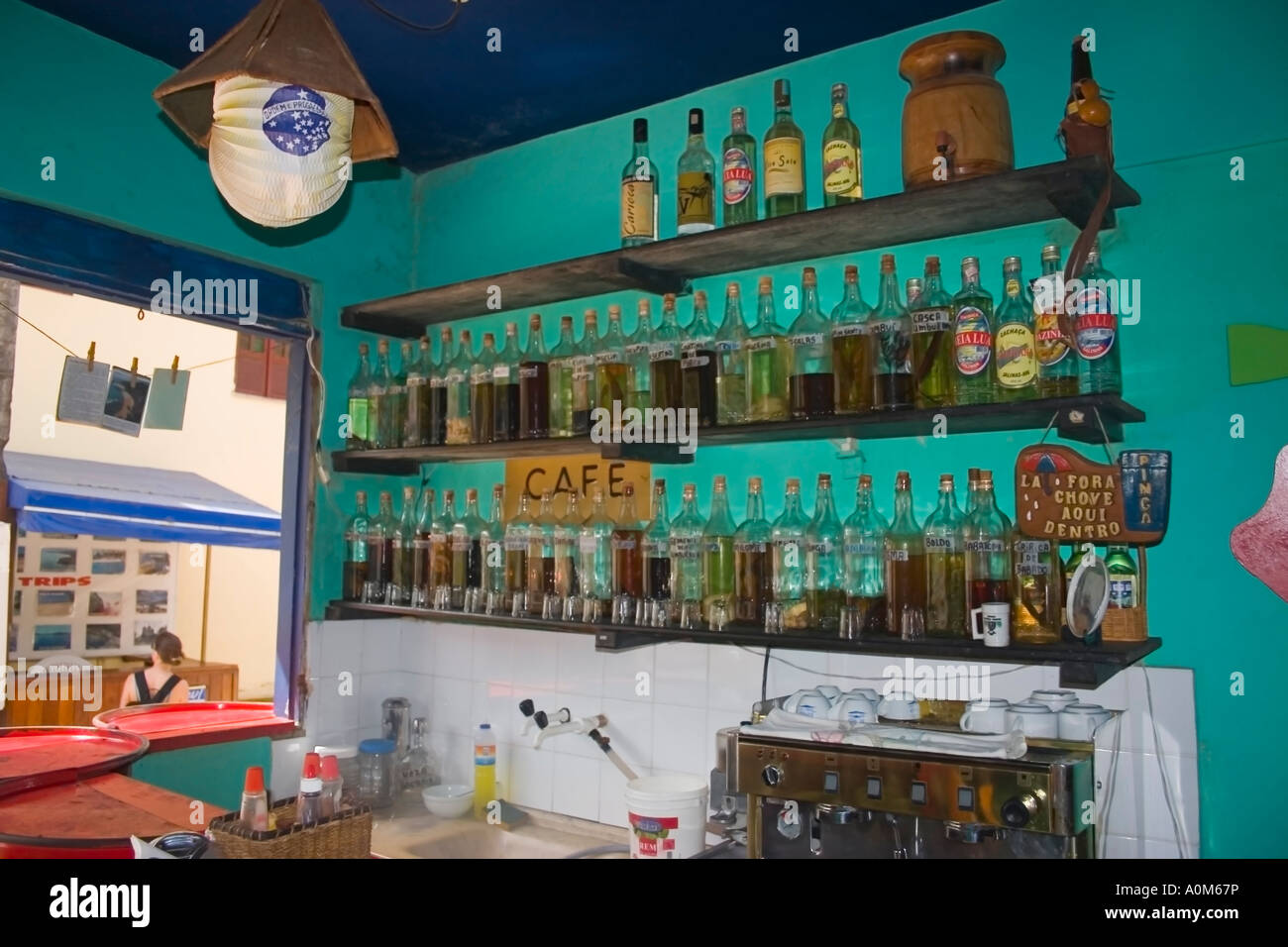 Pituresque cafe featuring dozens of traditional home made drinks Morro de São Paulo state of Bahia Brazil Stock Photo