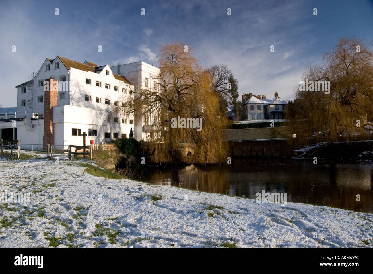 The Mill Hotel Kings Meadow by the River Stour Sudbury Suffolk England UK on a winters day Stock Photo