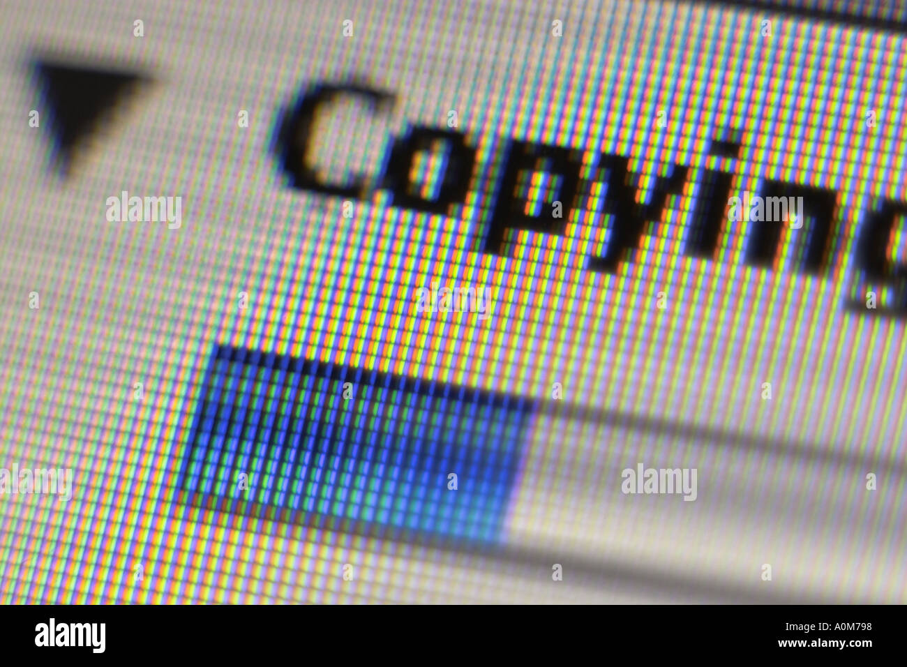 Extreme close up of Copying function on Apple Mac OSX on an LCD display