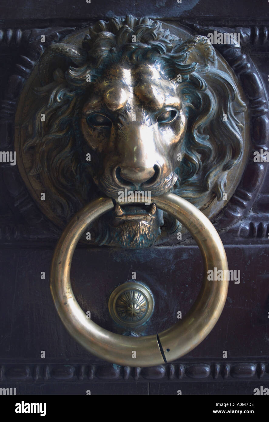 Lion door knocker at the Cairo Museum Stock Photo