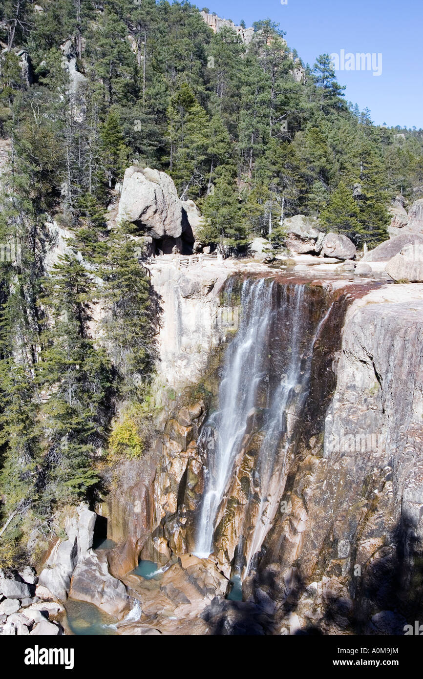 Cusarare waterfalls near Copper canyon Stock Photo Alamy