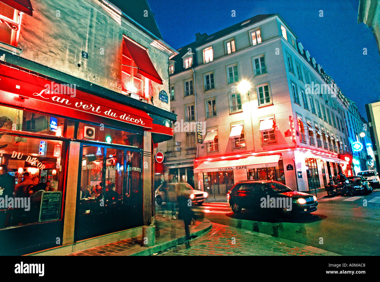 Paris France, Street Scene in Bastille Area, Bars, Cafes, "Rue de Lappe
