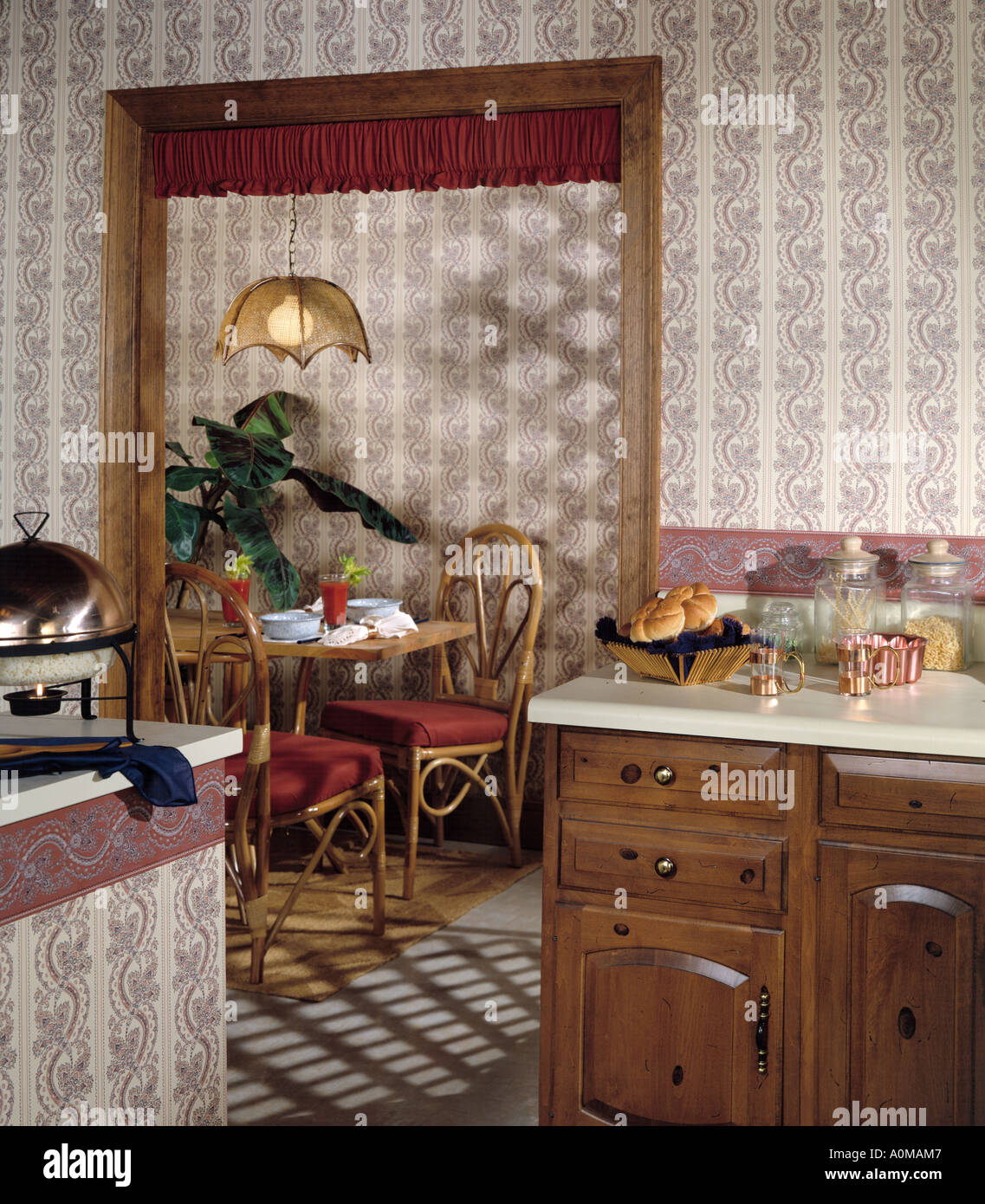 room interior wallpaper kitchen dining room sitting Stock Photo Alamy