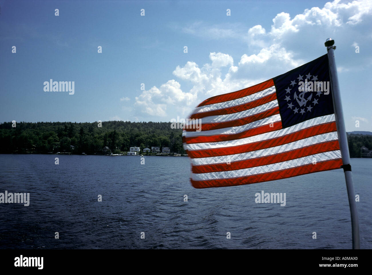 american flag Lake Sunapee NH Stock Photo Alamy