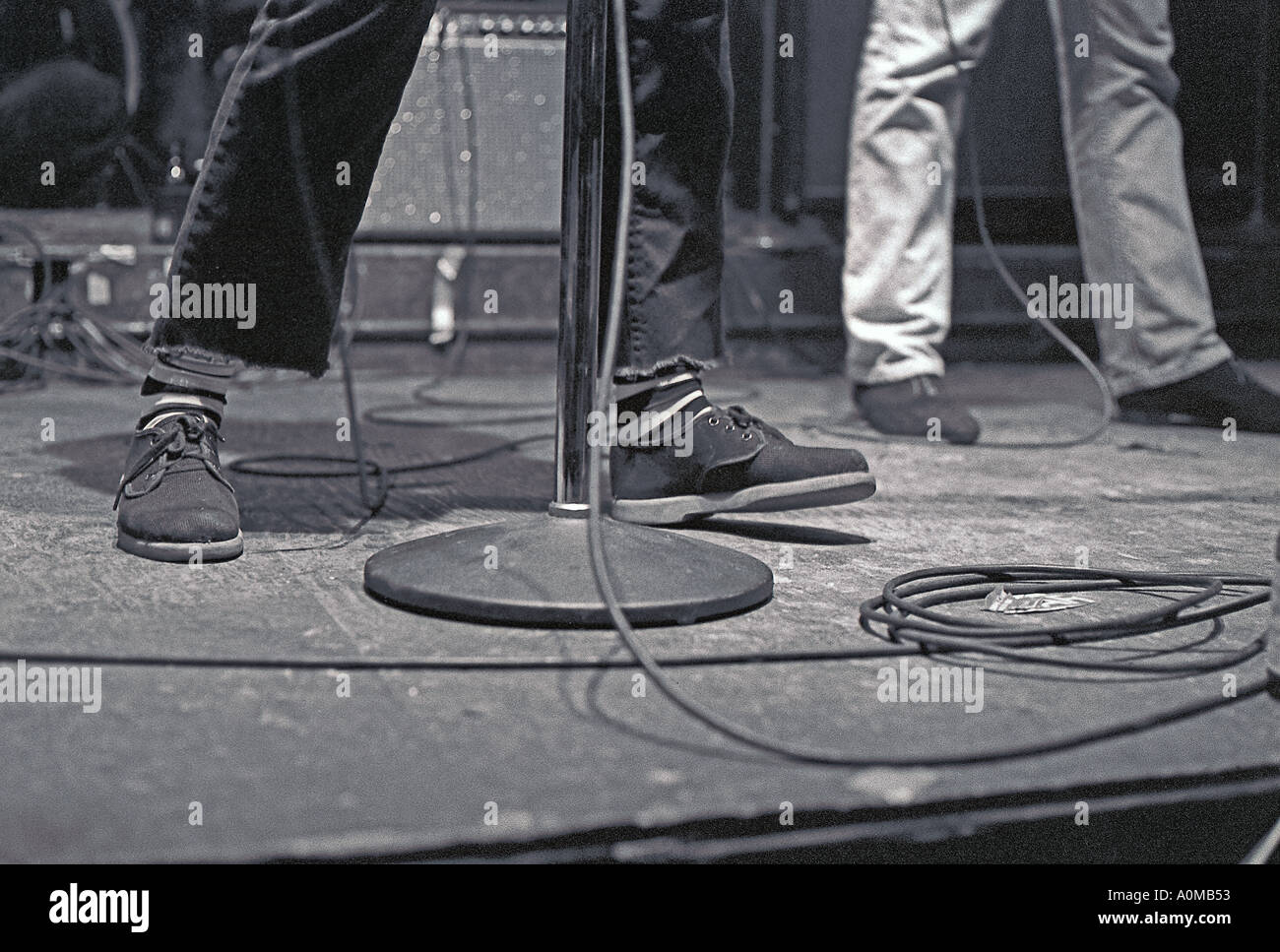 New York, NY, USA, Detail, 'The Erasures' Female Punk Rock Band, Playing in 'CBGB's Nightclub' Detail Feet Stage 'Black and White' Stock Photo