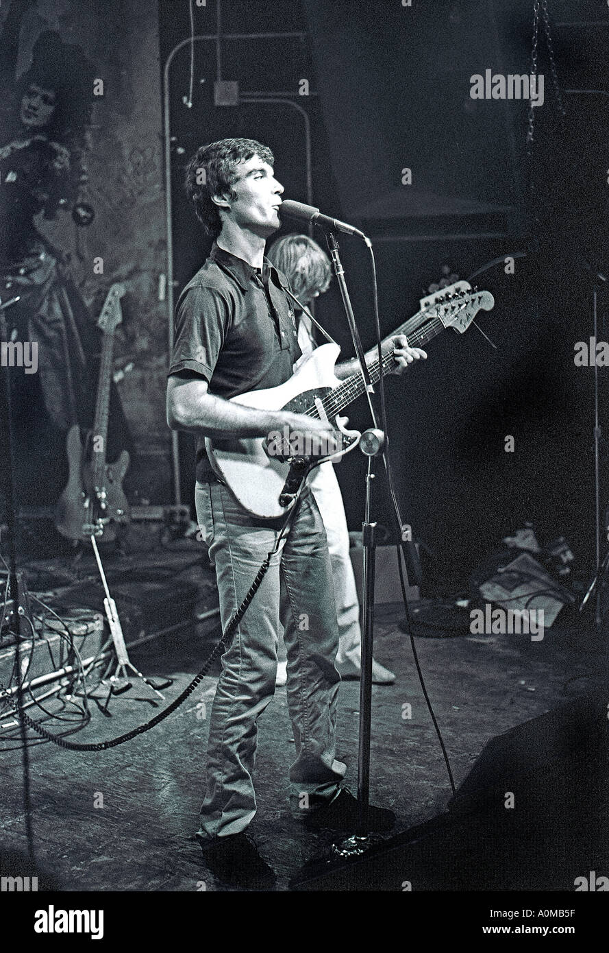 New Wave Music, New York, NY, USA 'The Talking Heads' Rock Band Playing in CBGB's Nightclub,  David Byrne, Rock Singer rock'n'roll, making music, Stock Photo