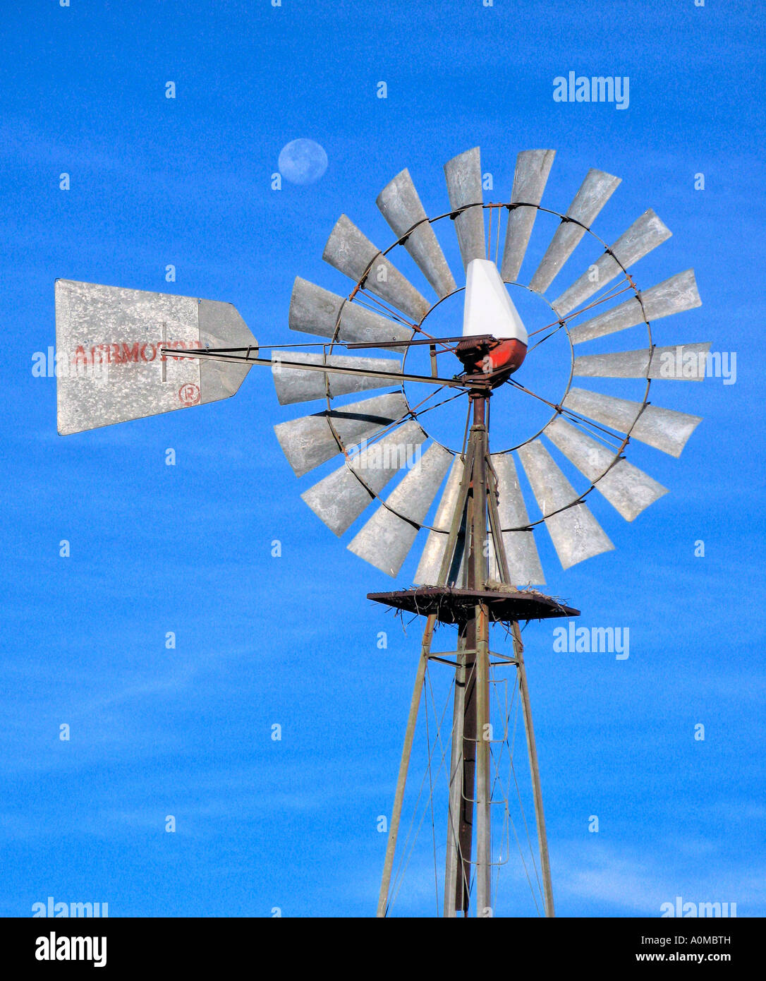Windmill outside of marathon in far west Texas in the north tip of the Chihuahuan Desert Stock Photo