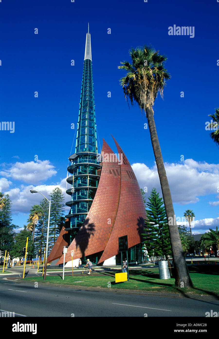 The Millennium Bell Tower (Swan Bells) at Perth, Western Australia with the  Perth Central Business District in background Stock Photo - Alamy