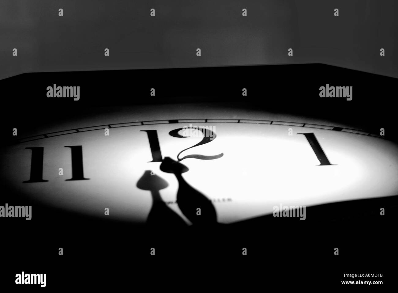 Clock Face Highlighted On 12 Photo Photos Photographs Black and White