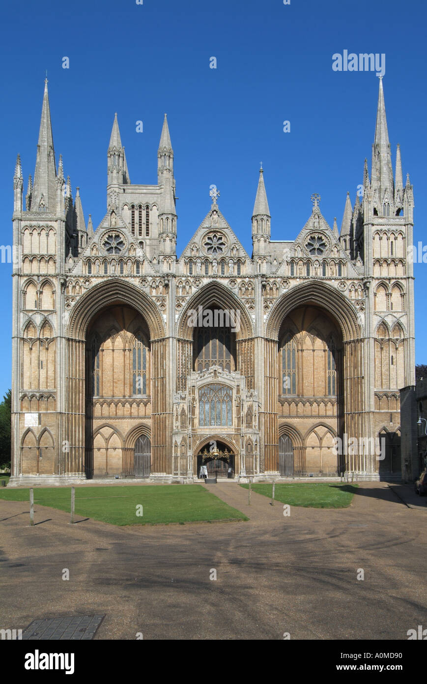 Peterborough cathedral and courtyard Cambridgeshire England uk Stock ...