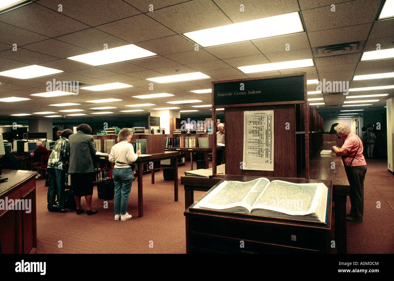 Salt Lake City Utah USA Family History Library Mormons Searching Records Stock Photo