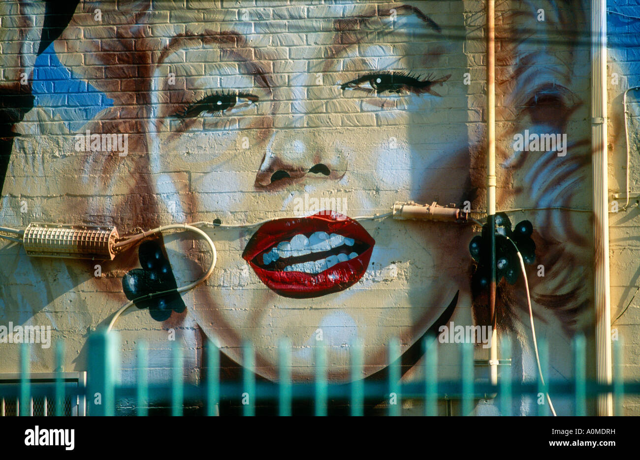 Close up painting on wall of icon Marilyn Monroe Los Angeles, California, USA Stock Photo