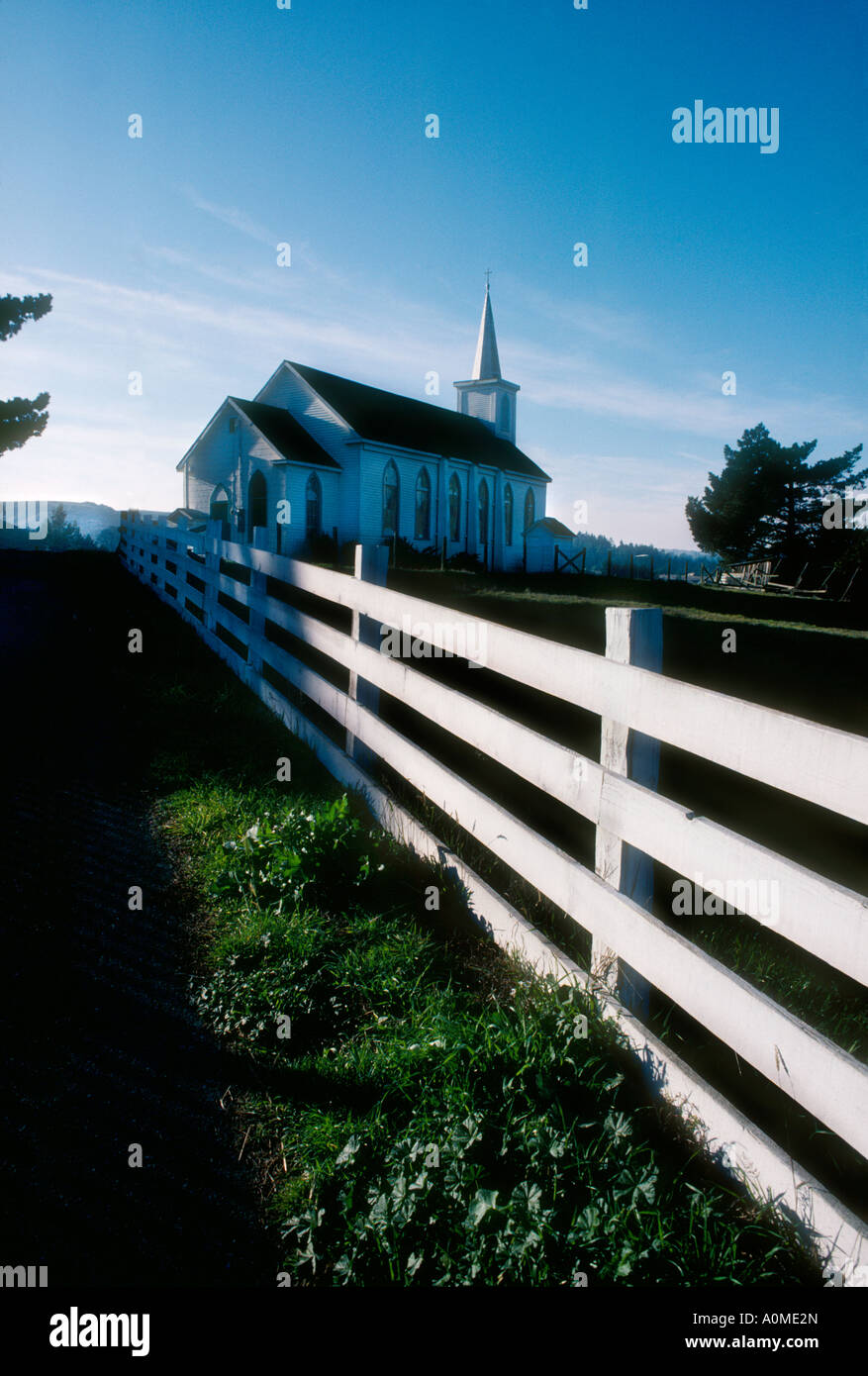 Wooden white rural church (used in Alfred Hitchcock's film The Birds ...